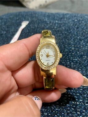 Gold Crystal-Trim Women's Quartz Watch